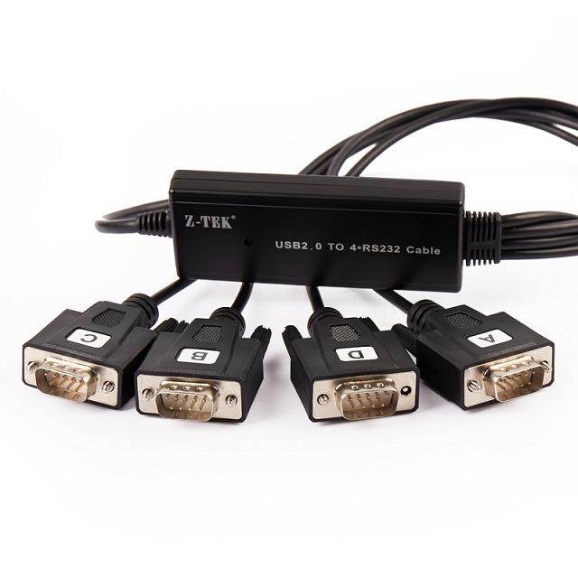 Z-TEK ZE552A USB 2.0 轉 4個 RS232 接口 轉接線 1.5米