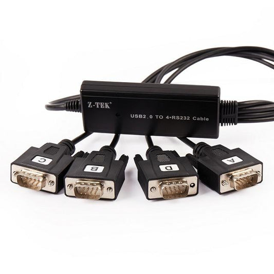 Z-TEK ZE552A USB 2.0 轉 4個 RS232 接口 轉接線 1.5米
